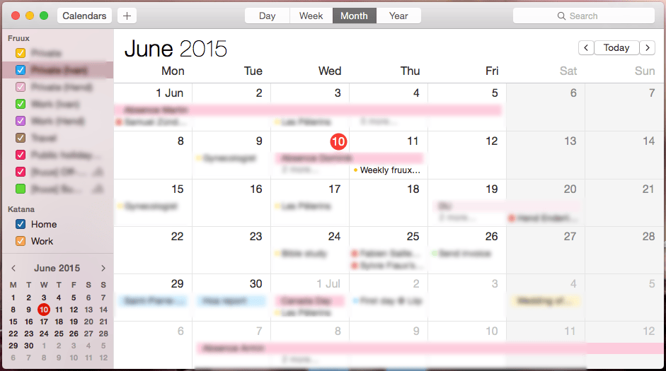 My calendars on macOS